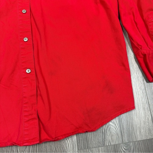 Clementine Red Cotton Western Button Down Long Sleeve Shirt Size M - Picture 2 of 7